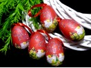 Великодній декор "Яйце на стрічці" (пінопласт), 6х3,5 см, ЧЕРВОНИЙ